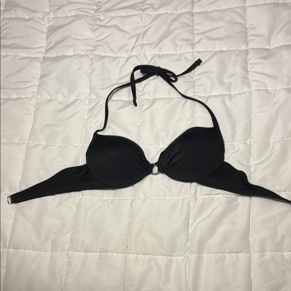 Black Halter Tie Padded Bikini Top - Picture 1 of 7